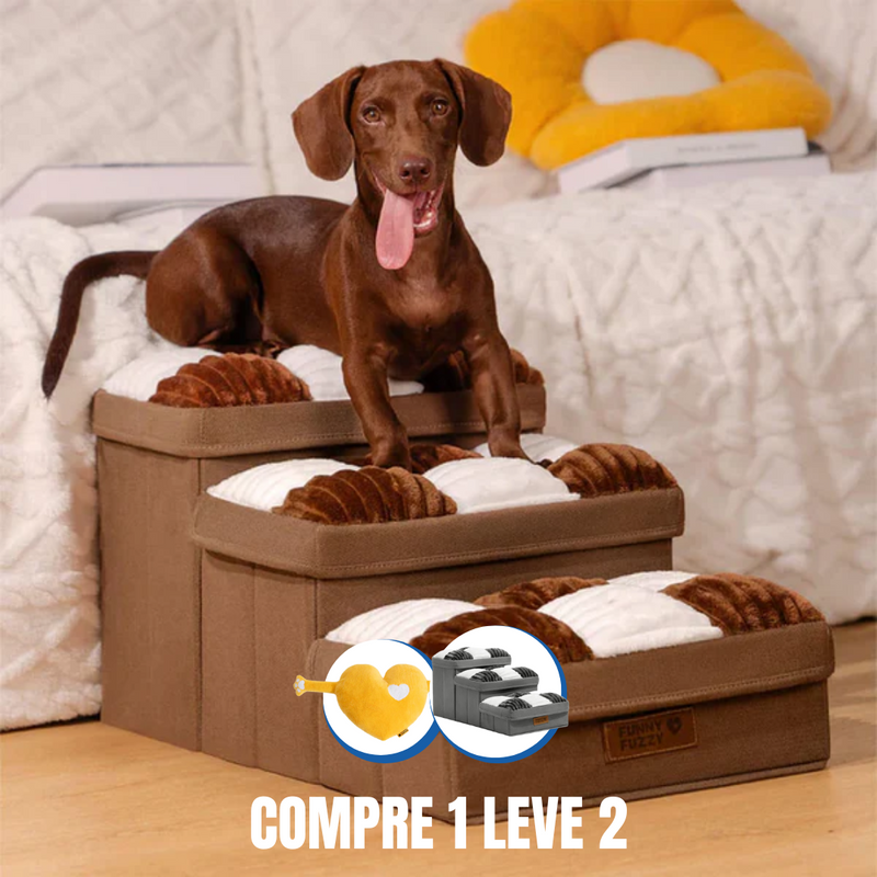 [COMPRE 1 LEVE 2] Escada Para Pet Artesanal com Espaço Interno + 2 Brindes Incríveis