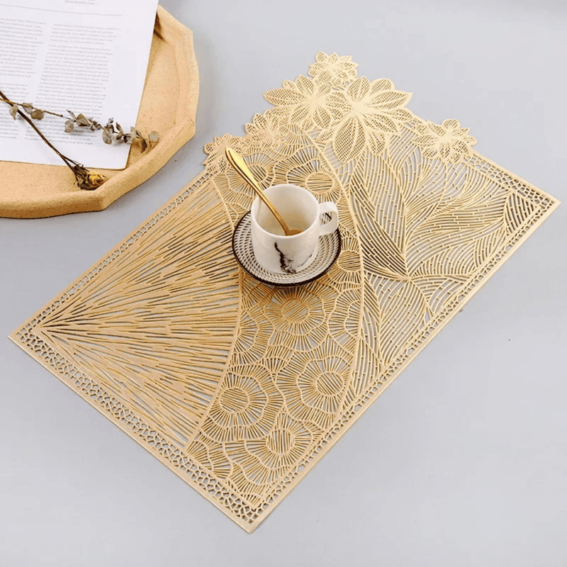 Jogo Americano Dourado Luxuoso Qualitech - Decoração para sua Mesa de Jantar