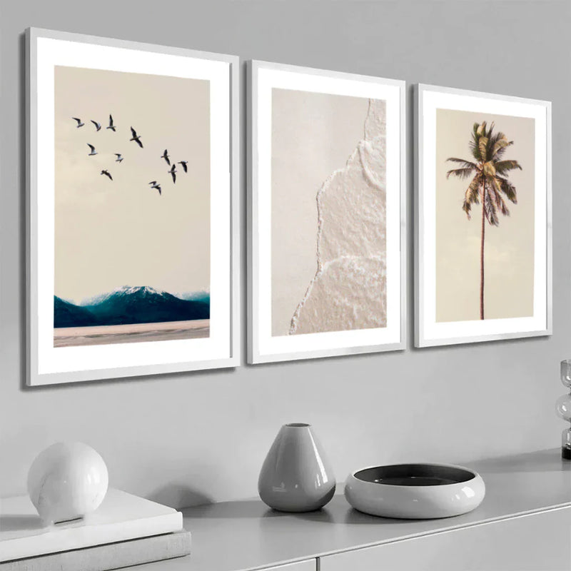 Kit de Quadros Decorativos Praia e Mar – 3 Peças